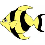 Keltainen ja musta raidallinen kalavektori piirustus