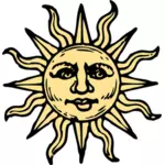 Old woodcut sun vector image
