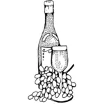 Ilustracja wektorowa butelkę wina i szkła