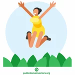 Girl jumps in joy