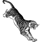 Jumping böse Tiger Vektor Zeichnung