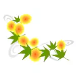Bunga kuning dan hijau daun vektor gambar