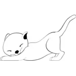 Peregangan kucing garis seni vektor ilustrasi