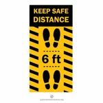 保持安全距离 6 英尺标志