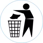 Wektor clipart wyrzucać śmieci w bin znak