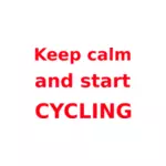 الحفاظ على الهدوء والبدء في ركوب الدراجات الأحمر والأبيض علامة ناقلات الرسومات