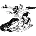 Kimono panią czytanie grafika wektorowa