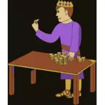 Vector tekening van koning tellen gouden munten