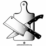 Cuchillos y tabla de cortar