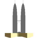 ペトロナス ツイン タワーのシルエットのベクター描画