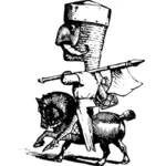 Image vectorielle d'étrange chevalier sur un cheval