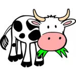 Sarjakuva lehmä syö ruoho vektori kuva