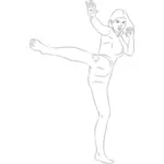 Vektor-Bild der Dame Kampfkünstler einen Kick zu tun