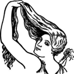 Lady kammar sitt hår