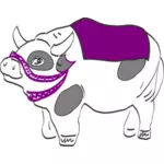 紫のサドルと牛のベクトル イラスト