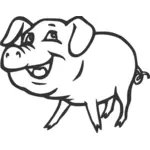 笑みを浮かべて豚ベクトル描画