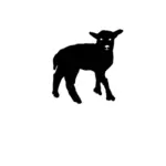 Young lamb standing silhouette vector illustration