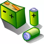Illustrasjon av batterier og akkumulator