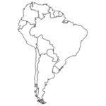 Grafika wektorowa mapa państw Ameryki Południowej