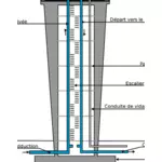 Torre de água Cruz imagem vetorial de seção