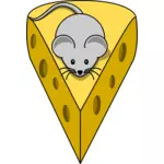 マウスは、チーズの上のベクトル イラスト