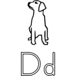 D için köpek alfabe öğrenme Kılavuzu vektör küçük resim var