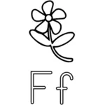 F jest dla alfabetu kwiat nauka poradnik ilustracji wektorowych