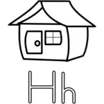 H is voor huis alfabet leren gids vectorafbeeldingen