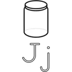 J je pro Jar abeceda učení průvodce vektorový obrázek
