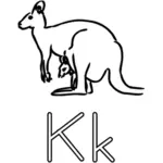 K este pentru alfabetul Kangaroo ghid ilustrare de învăţare
