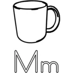 M adalah untuk panduan belajar alfabet Mug Menggambar