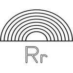 R é para alfabeto Rainbow desenho vetorial de guia de aprendizagem