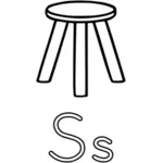 S is for Stool alphabet learning guide graphics
