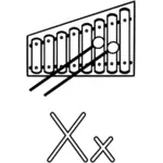 X çizim ksilofon alfabesi öğrenme için kılavuzdur