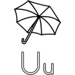 Line art vector image of letters U and an umbrella