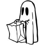 Ghost met een papieren zak vector image
