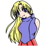 Imagem vetorial de menina de desenhos animados estilo mangá