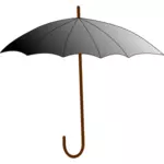 Grayscale umbrella with brown stick vector graphics