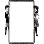 Vector de la imagen de chico y chica sosteniendo marco