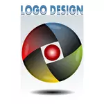 Gambar vektor merah, kuning, hijau dan biru bulat ide logo