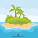 Ilha solitária com palmeiras
