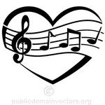 Musik hjärta vektor ClipArt