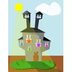 Clipart vectorial de casa de familia de monstruos de la historieta