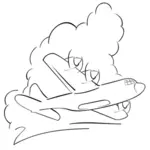 Airplane flying in the clouds vector