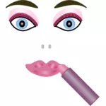 Vectorillustratie van vrouw gezicht en lipstputtick