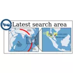 Vector afbeelding van infographic kaart van het zoeken naar het ontbrekende Maleisische vliegtuig