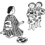 اليابانية أمي والأطفال