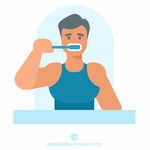 Homem escovando dentes