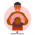 Man holding a glazed donut