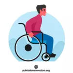Hombre en vector silla de ruedas